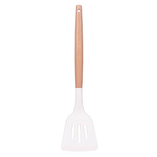 Convenient Food Grade Baking Hollow Design Steak Frying Silicone Spatula Spoon Home Supplies Frying Spatula