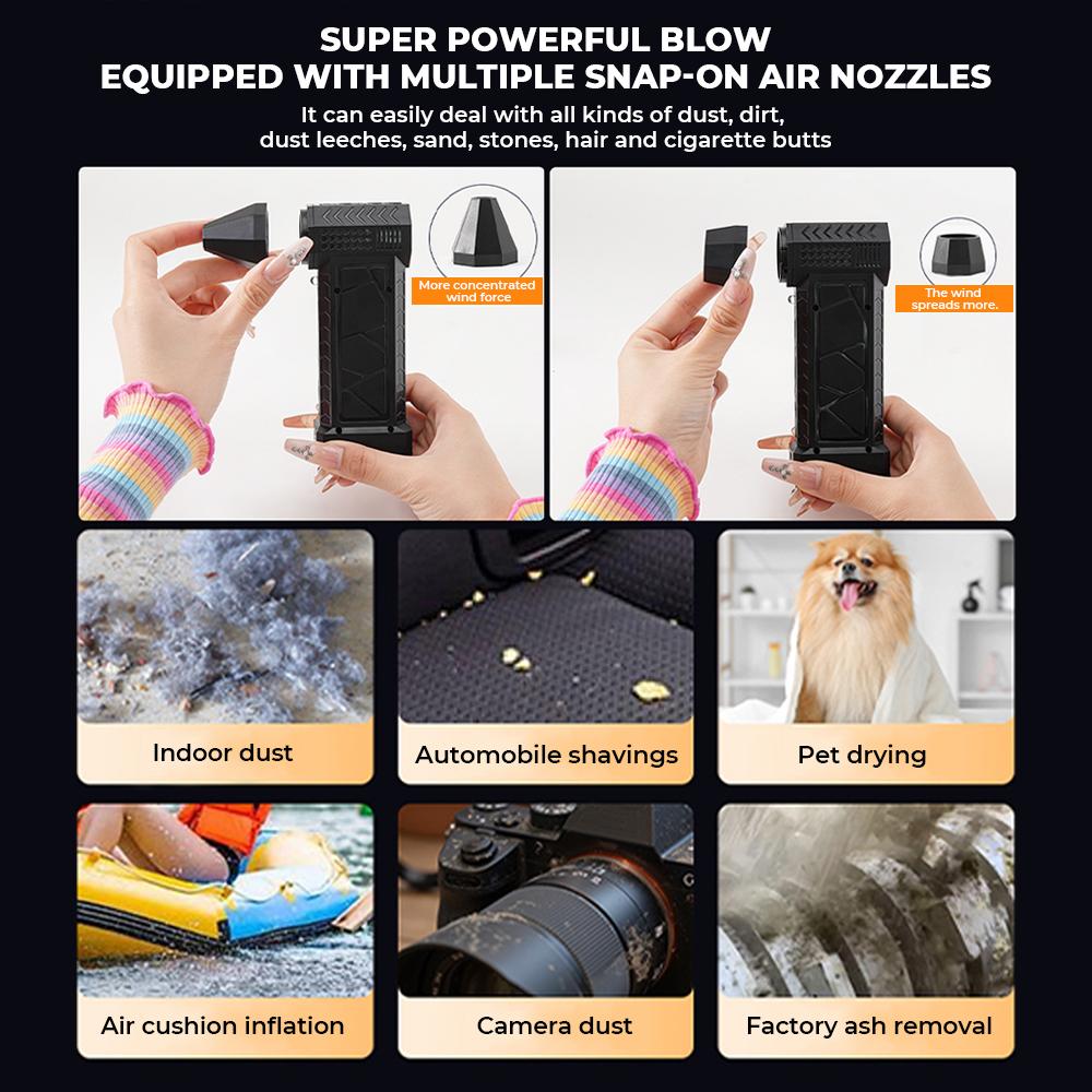 Турбовентилятор 990000 об/мин Мощный воздуходув Турбо-реактивный вентилятор Портативный пылевой вентилятор Электрическая сушка Бесщеточный реактивный воздуходув Уличный Домашний Уборка