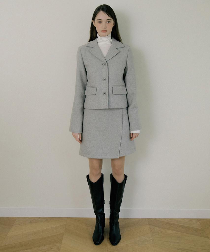 Riorg Eot Wool Wrap Mini Skirt Light Gray