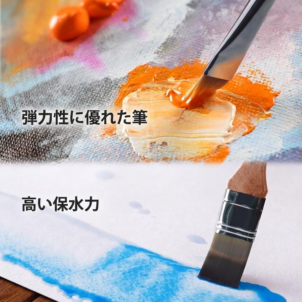 ARTIFY Набор из 24 кистей для масляной живописи (Кисти для масляной живописи, Кисти для акварели, Кисти для красок, Акриловые краски, Гуашь) Серия «Эксперт» с тканевым Ро