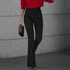 Women Elastic High Waist Flared Pants Sequins Decor Slim Fit Long Trousers High Street Long Pants Streetwear