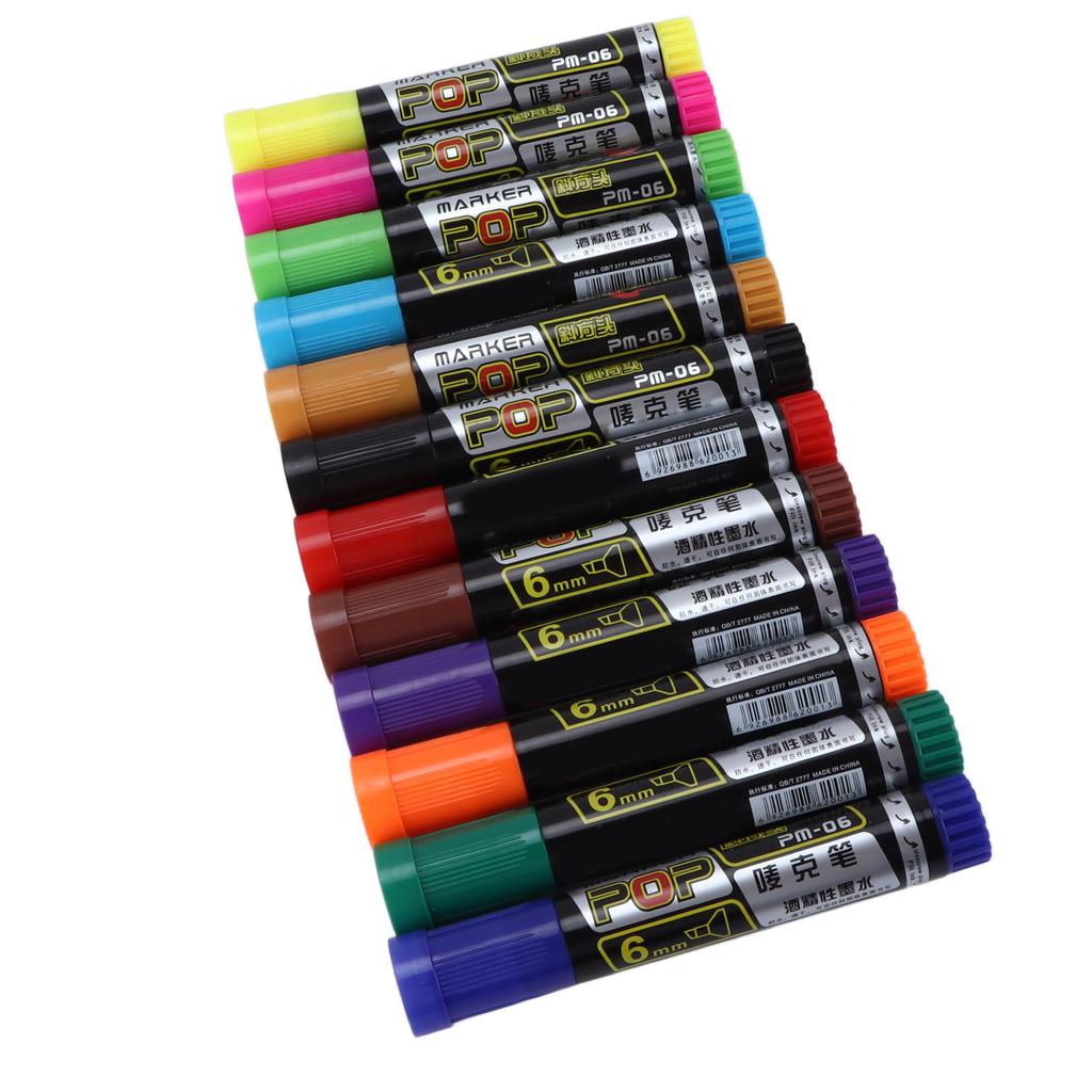 12Pcs Permanent Markers Dry Quickly Waterproof Bright Colors Fade Resistant Marker Pen Set for Painting Graffiti