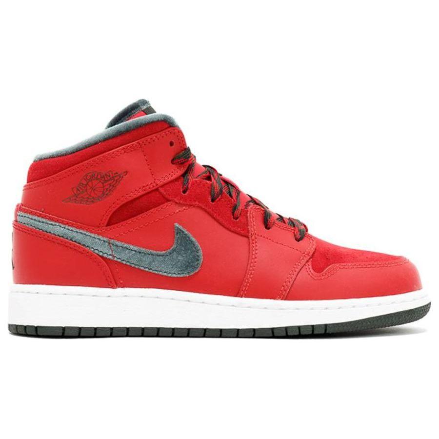 Air Jordan 1 Mid Premium BG Varsity Red Детские кроссовки Темно-армейский-Белый 619049-631