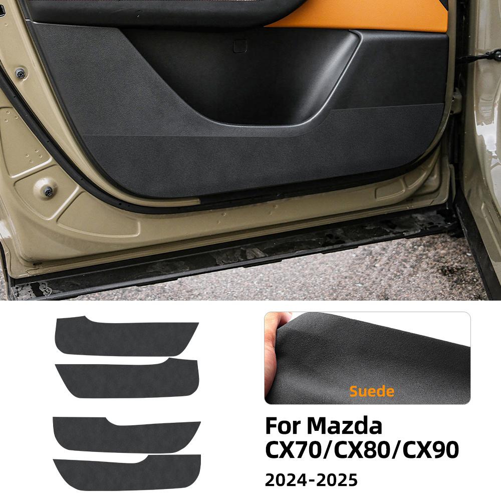 Для Mazda CX70 CX80 CX90 CX-70 CX-80 CX-90 2024 2025 Замшевая Накладка на Дверь Против Зацепок Накладка на Дверь Внутренняя Отделка Коврик Аксессуары