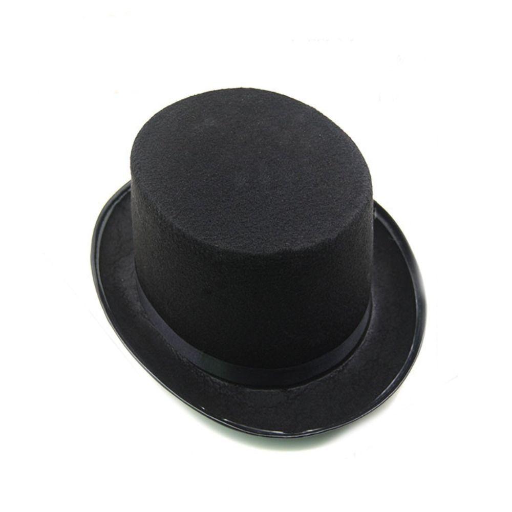 Elegant Magician Hat Fabric Gentleman Cap Deluxe Black Top Hat Stage Performances