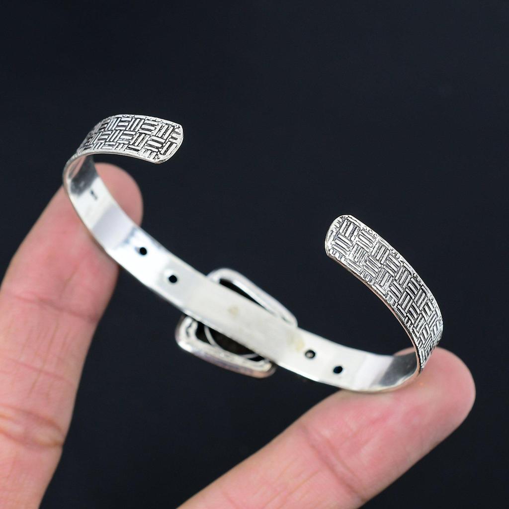 Подарок для нее Браслет из стерлингового серебра 925 пробы с натуральным пурпуритом, регулируемый