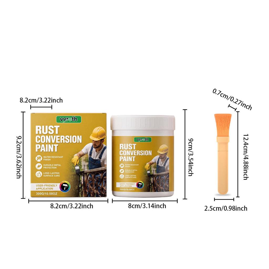 Vyreth Rust Converter Paint for Home Metal Doors & Railings - Easy Anti-Rust, Clean, Color-Changing All-in-One.