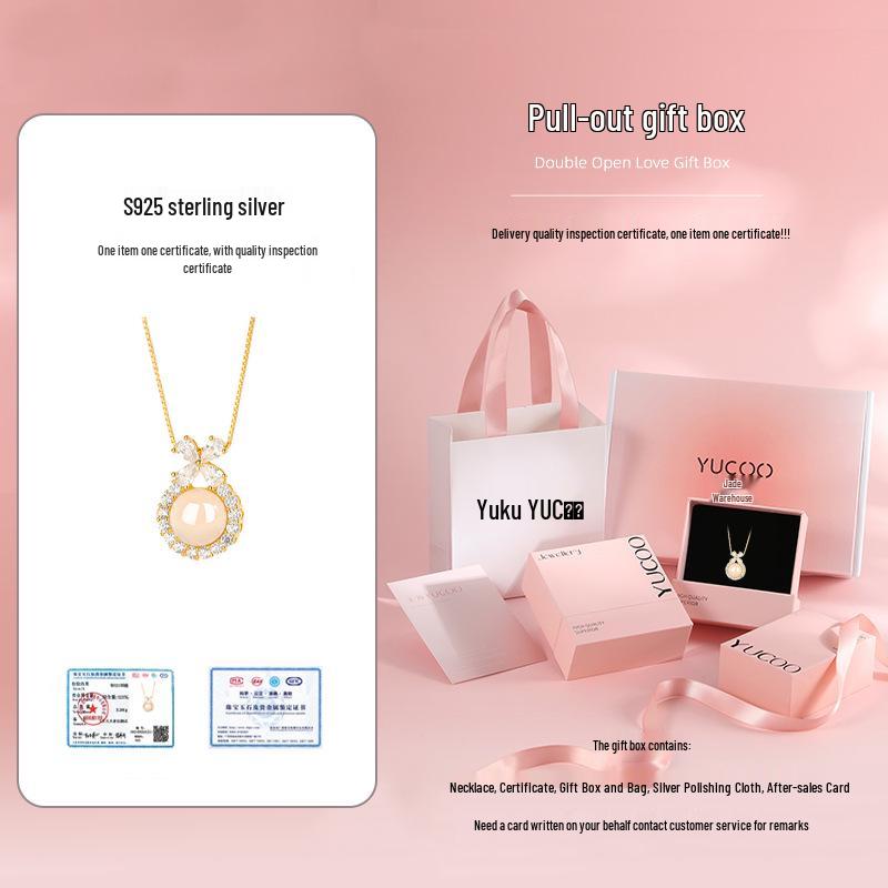 Халцедоновый бантик, ожерелье из стерлингового серебра 925 пробы, подарок на день рождения в стиле легкой роскоши для женщин и девушек