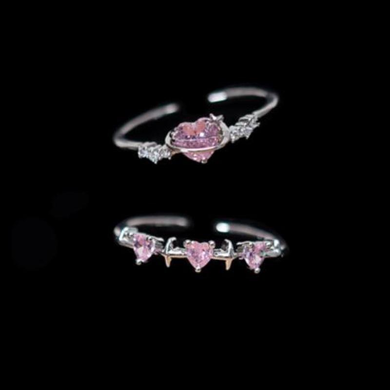 Zircon love open ring exquisite light luxury versatile index finger ring fashion temperament high-end temperament jewelry