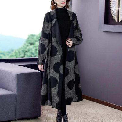 Женское осеннее пальто средней длины с воротником свободного покроя, повседневная куртка