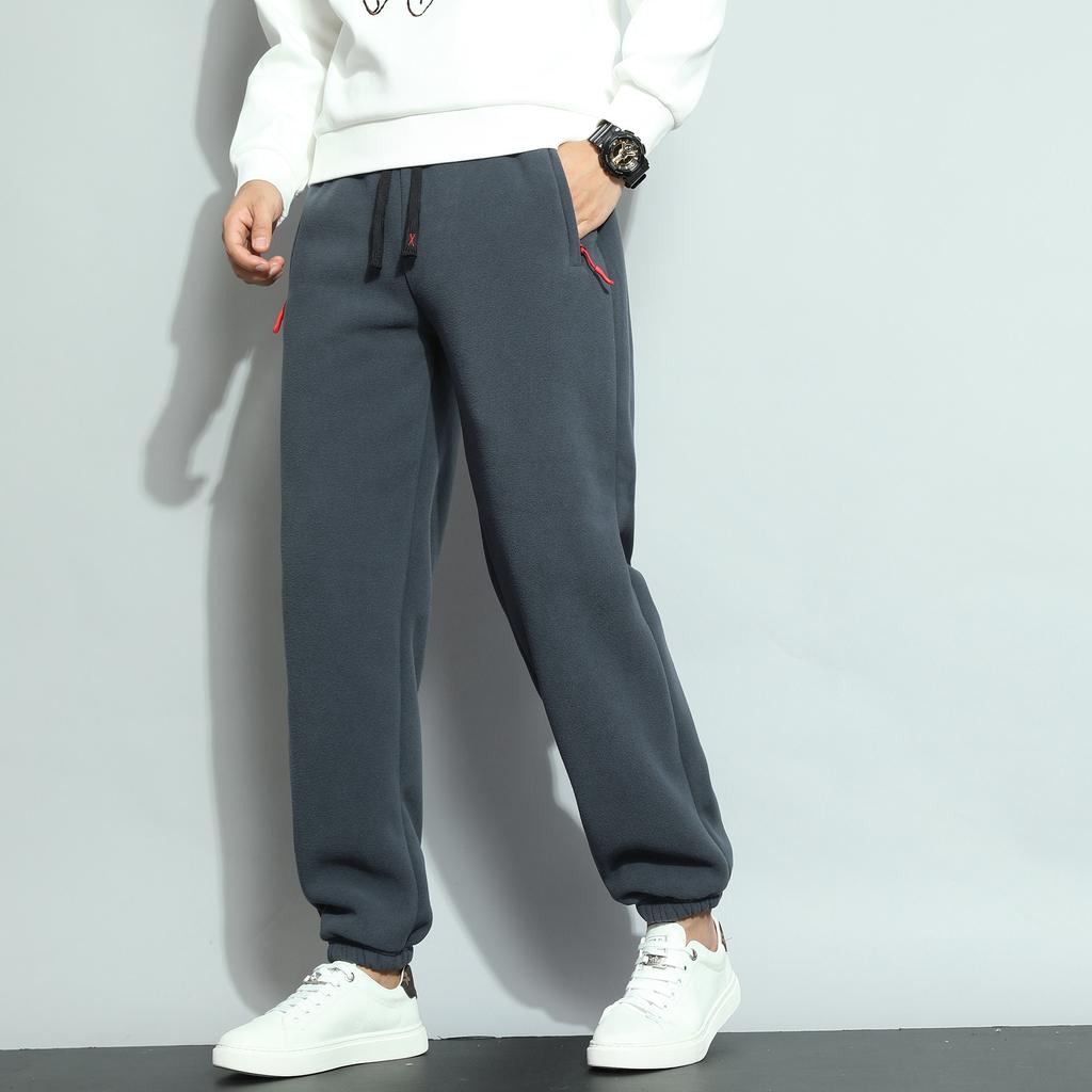 Мужские флисовые спортивные штаны, зимние теплые брюки, повседневные длинные брюки для бега, разноцветные осенние мужские однотонные спортивные штаны