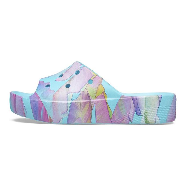 Crocs Классические платформенные шлепанцы с принтом пальм 'Синий Мультиколор' Женские 208607-4NQ