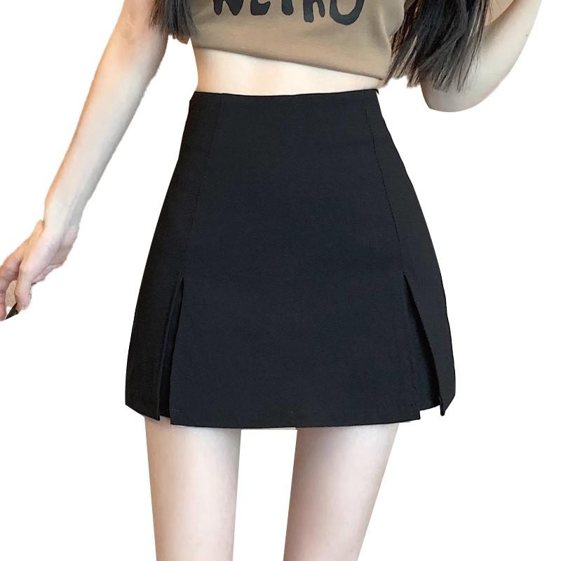 Весна/Лето 2024 Черная Облегающая Юбка Миди с Разрезом и Завышенной Талией для Женщин