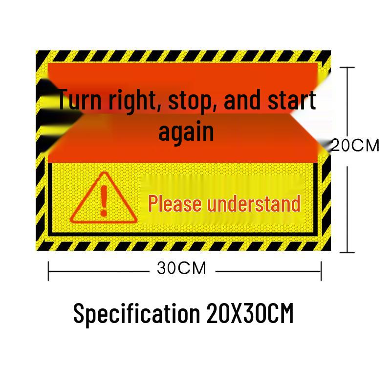Reflective Warning Sticker: Right Turn, Stop, Truck Blind Spot, Parking, Yielding, Danger