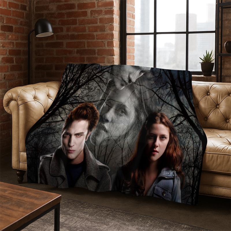 Twilight Saga Edward Bella Flannel Blanket Soft Warm Blanket Throw Blanket for Bedroom Living Room Bed Travel Picnic Gift Kid