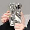 Волнистый 3D серебряный чехол с текстурой метеорита для iPhone 15Pro 11 12 13 14 Pro Max, защитная противоударная задняя крышка для камеры
