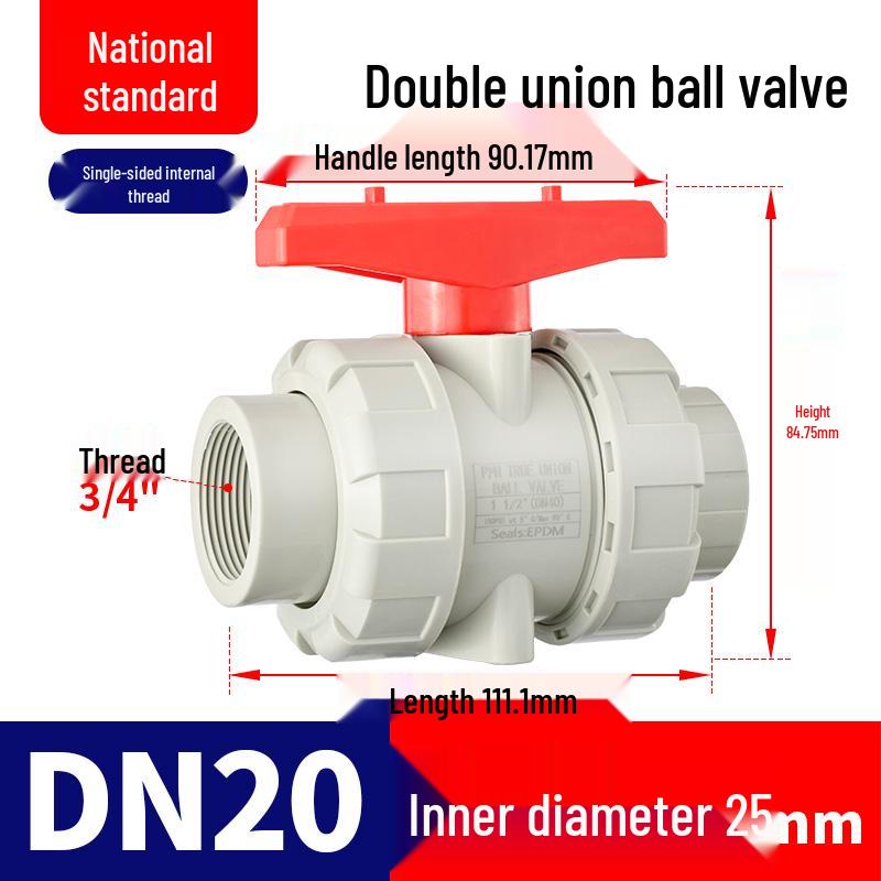 Rongsheng PPH High-Temperature Resistant Double Union Ball Valve, Hot Melt Socket PPR Water Valve DN25 DN50.