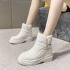 Fashion Waterproof Round Toe Leather Booties Plush Warm Platform Women's Snow Boots Trend 2025 New In Designer Luxury Ladies Shoes Sale