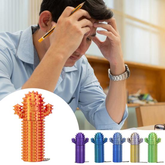 Stress Relief Spiky Cactus Fidget Toy Textured PLA Smiling Cactus Toy Portable Travel Cactus Pain Stimming Tool Sensory Toy
