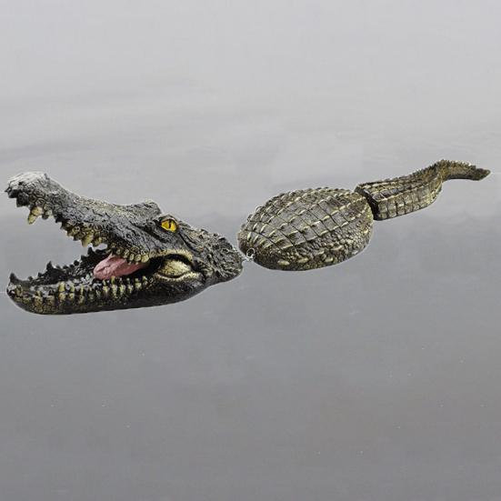 Плавающая приманка для крокодила Экологически чистый пруд Плавающая поддельная приманка для крокодила Реалистичная статуя крокодила в бассейне Нетоксичная декоративная скульптура крокодила