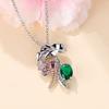 Модное ожерелье с подвеской в ​​виде листьев лотоса и стрекозы для женщин, креативное ожерелье с зелеными кристаллами, колье, ювелирное изделие, подарок