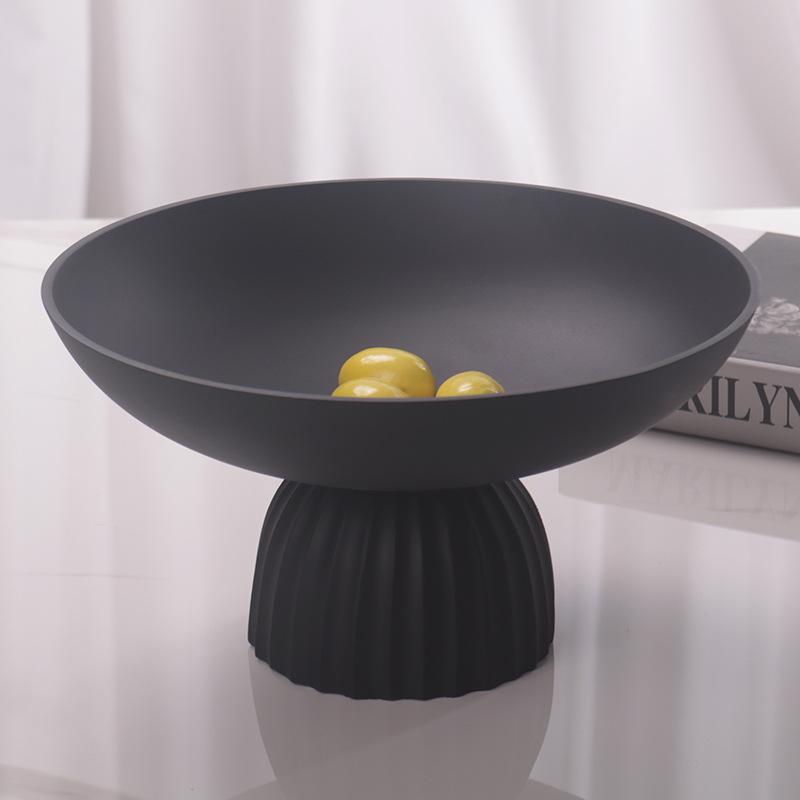 Simple Modern Black Minimalist Tall Fruit Plate Ornaments Sales Office Model Room Home Desktop Storage Fruit Bowl Ornaments