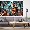 Skull and Pumpkin Night Polyester Background Fabric - Perfect for birthday parties, multi-functional background