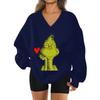 Women's Loose And Comfortable Letter V-neck Sportswear Long-sleeved Sweatshirt Daily Matching Clothes