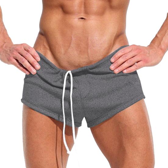 Men Casual Shorts Elastic Waist Adjustable Drawstring Sport Shorts Solid Color Loose Fit Gym Running Shorts