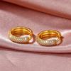 Huitan Luxury CZ Hoop Earrings for Women Gold Color Small Circle Earrings Fashion Versatile Lady's Ear Accessory Simple Jewelry