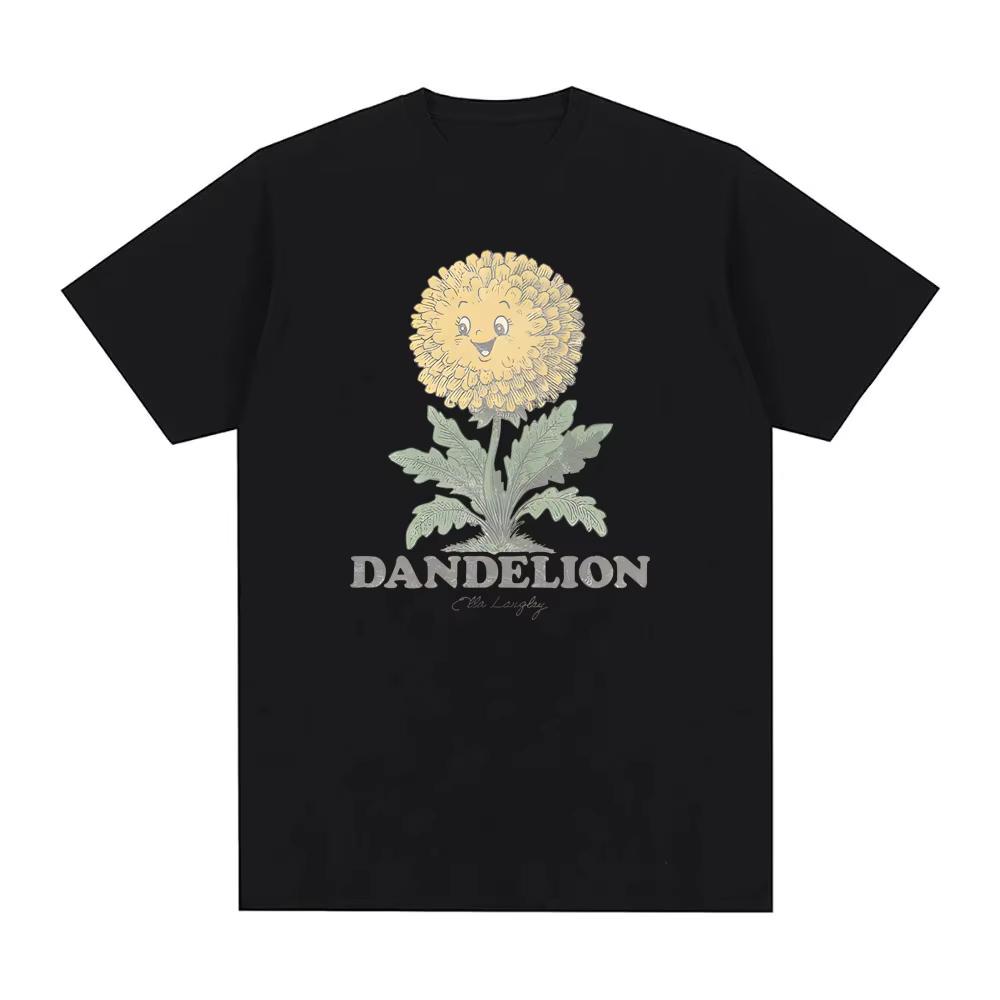 Groovy Dandelion TEE 2026 New Ella Langley Vintage Casual pure Cotton Teeshirt Unisex Round Neck High Quality Comfortable Tops