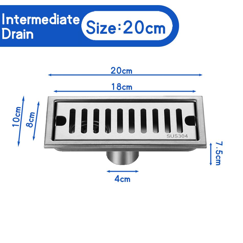 304 Нержавеющая сталь Слив для пола Анти-запах для ванной Душ Длинный слив Линейный слив для сточных вод Крышка для сливов для пола 20 30 40 50 CM