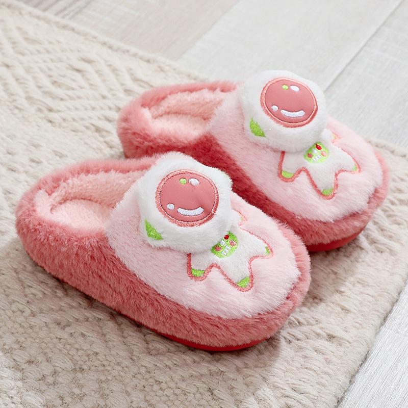 Зимние детские хлопковые тапочки для дома, теплые и нескользящие, милые мультяшные, мужские и женские хлопковые туфли удобные