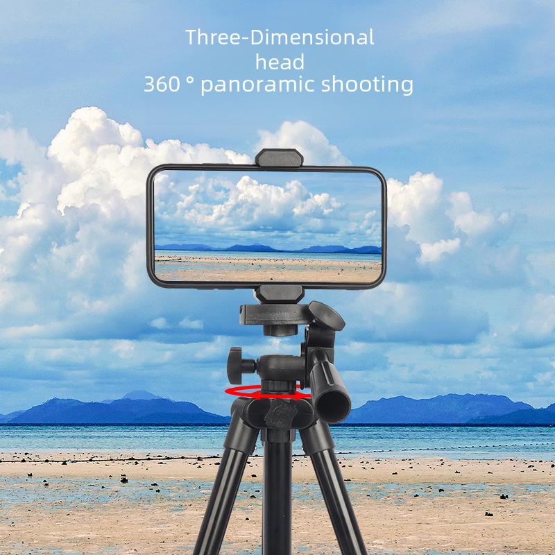 Черный штатив для прямой трансляции мобильного телефона высотой 1,1 м, телескоп с рыболовным фонарем и корпус из алюминиевого сплава.