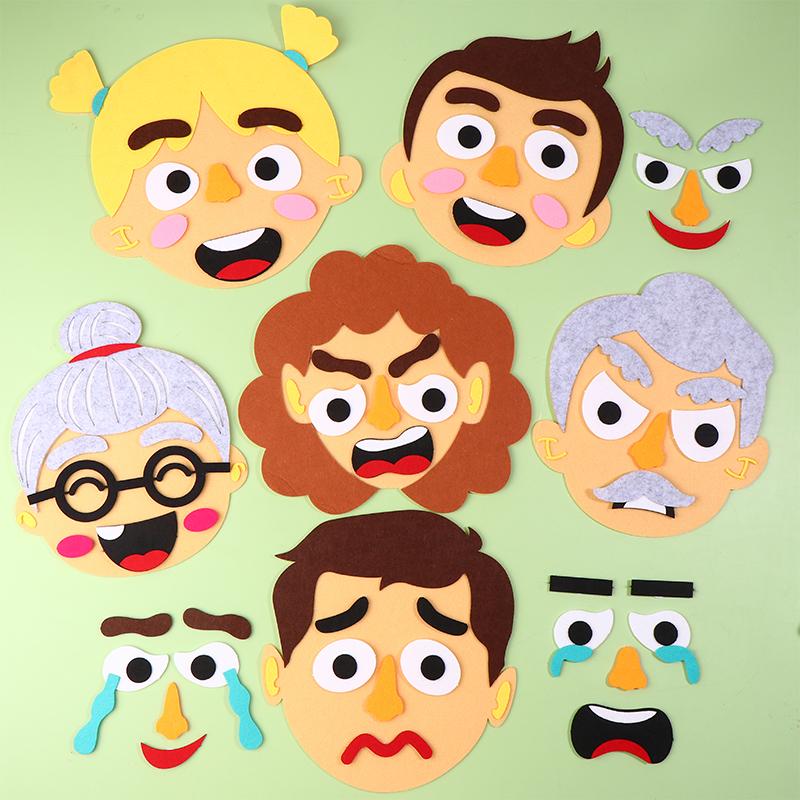 Детская развивающая игрушка, Наклейки с эмоциональными лицами DIY в стиле Монтессори