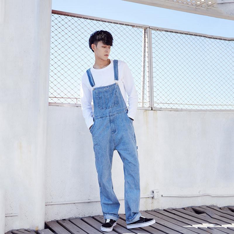Men's Denim Overalls Large Size Strap Straight Pants Blue Jeans Men's Plus Size Work Clothes