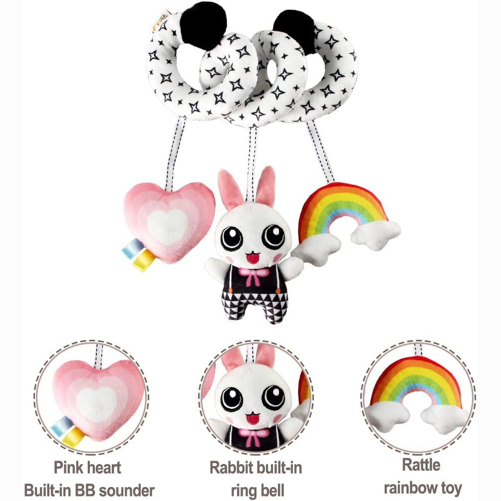 Спиральные плюшевые игрушки для автокресла, игрушки для кроватки, спиральная игрушка для занятий спортом, встроенное устройство BB, погремушка и звуковой ящик, сенсорная игрушка для новорожденных, лучший подарок на 0, 3, 6, 9, 12 месяцев