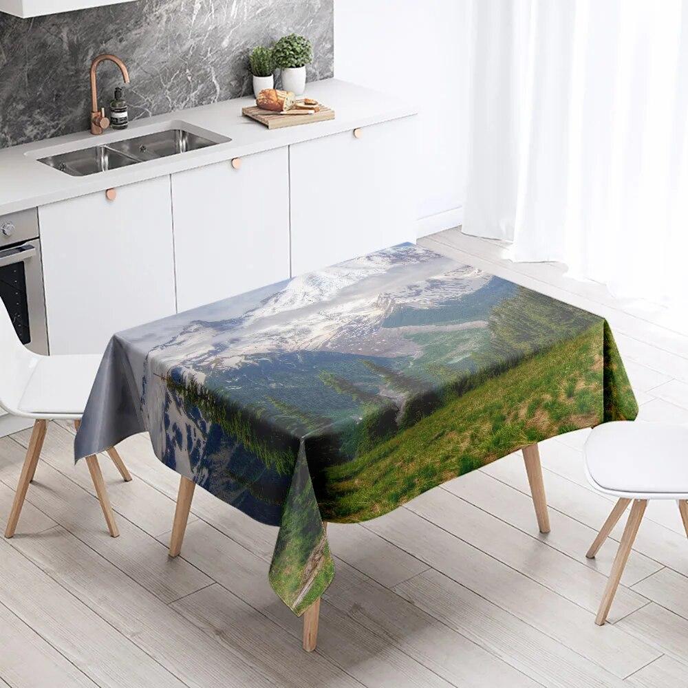 Скатерть с природными пейзажами, противообрастающая Водонепроницаемая прямоугольная кухонная обеденный стол, украшение для дома