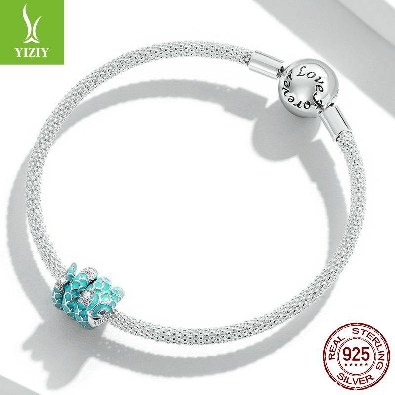 Гальванизированный синий браслет-змея сделай сам с бусинами, Ретро роскошные аксессуары с бусинами в виде животных Bsc576