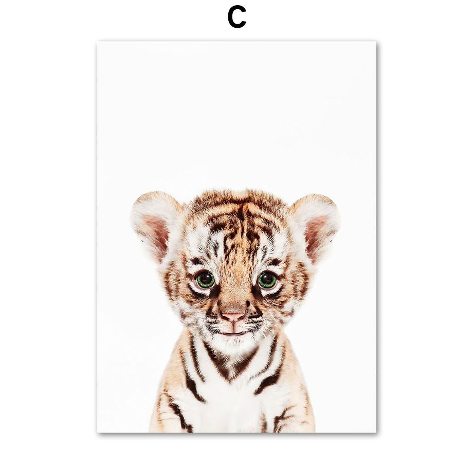 Слон, Лев, Медведь, Жираф, Панда, Тигр, Енот, настенная живопись, холст, картина с детенышем, постер для детей, декор для детской комнаты для мальчиков и девочек