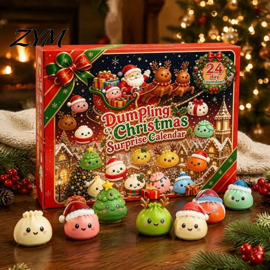 Christmas Gift for Adults 2026 Squeeze Toy Advent Calendar, 24-Day Dumpling Bun Fidget Cute Toys Countdown Box, Soft TPR Stress Relief Sensory