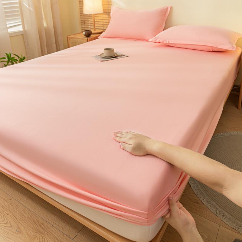 Cotton Fitted Sheet Bedding Sheet Non Slip Mattress Cover Bed Protector Cover Single Double Bed Cover Sofa Cover with Elastic Band (No Pillowcase)