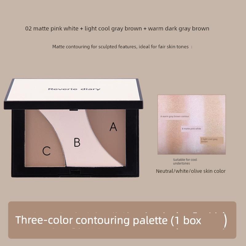 Shadow Contouring and Highlighting All-In-One Palette for Women, Brightening Face Matte Facial Contouring Palette, Nose Shadow and Blush Three-In-One