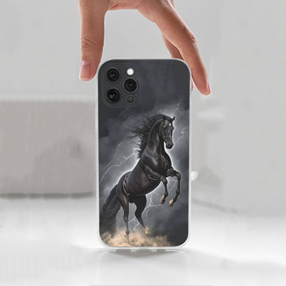 Скачущая Лошадь Животное Для iPhone 12, Mini, 16, X, 17, Plus, 11, Max, 13, XR, 15, Pro, 14, SE, XS, Прозрачный Мягкий Чехол