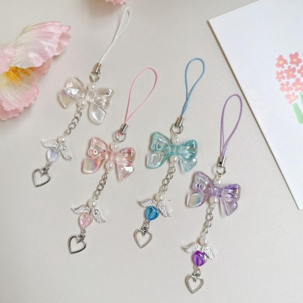 Wings Love Heart Pendant Phone Strap Love Pendant Key Chain Pendant Backpack Pendant  Gift