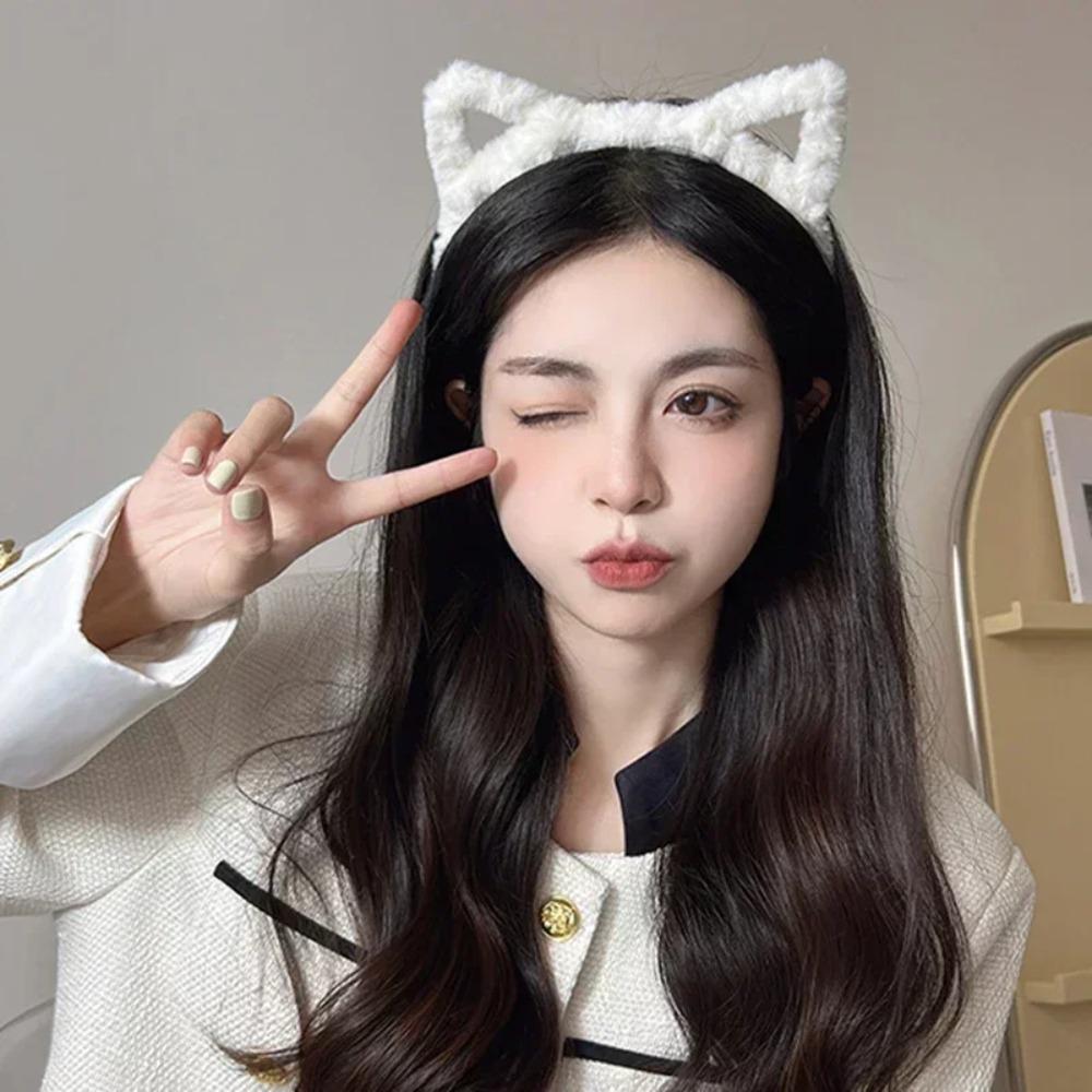 Portable Plush Hairband Cartoon Cute Headhoop Sweet Cat Ear Headband Costume