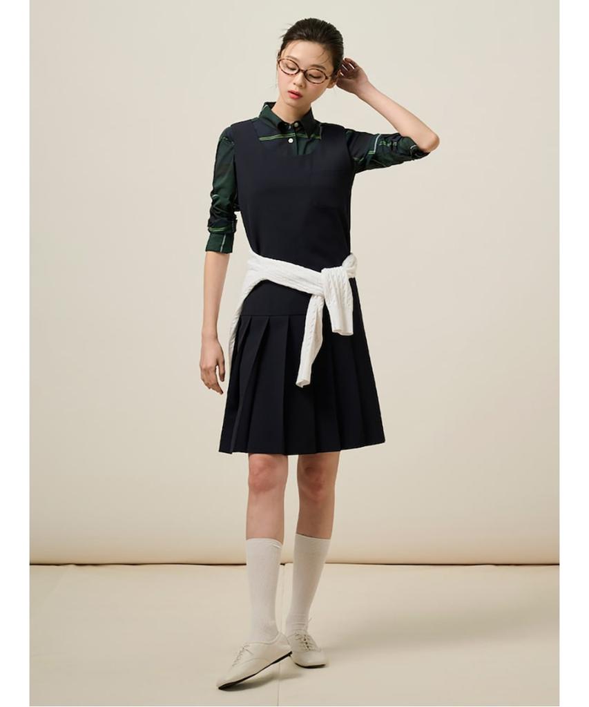 Binpolleidiseu Pleated Hem Sleeveless Dress Navy (Bf5271C01R)