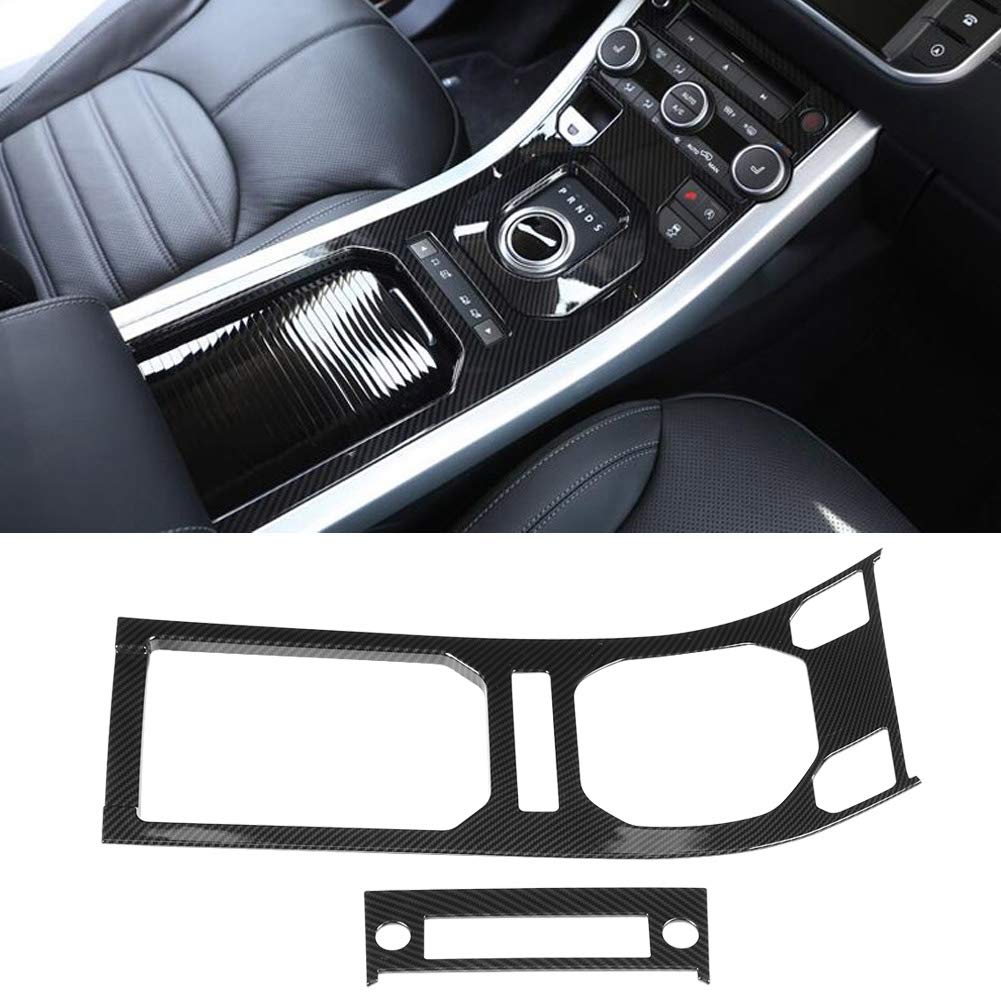 Two Carbon Fiber Style Center Console Trims for Land Rover Range Rover Evoque (2012-2017)
