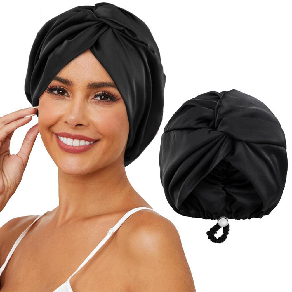 Bonnet Solid Silk Turban Hat For Women Soft Sleeping Night Cap Satin Hair Care Wrap Beanie Headscarf Adjust Twist Headwear