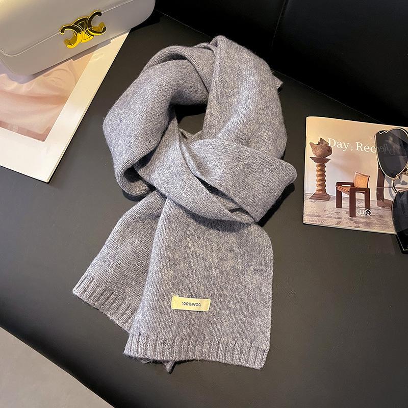 Australian Pure Wool Cashmere Scarf - Unisex Winter Warm Knitted Solid Color